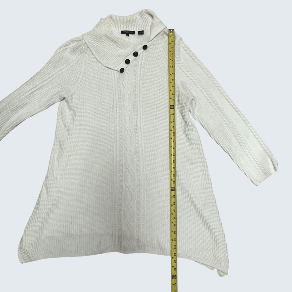Jeanne Pierre Woman Ivory Cotton Cable Knit Shawl Collar Cardigan Sweater 1X - Picture 5 of 16